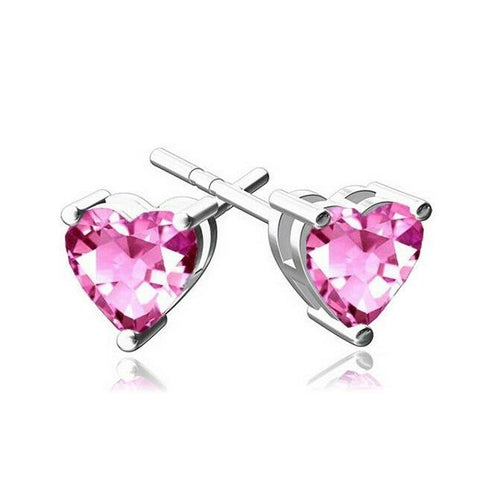 Iridescent Amethyst Gemstone 6mm Heart Stud Earring With Austrian