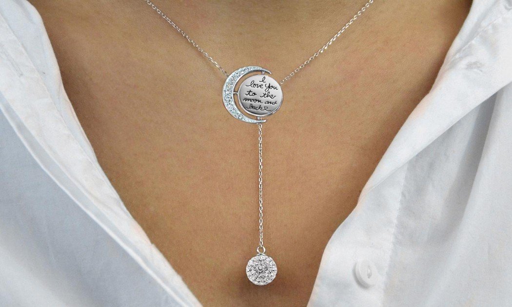 Engraved To The Moon And Back Y Necklace | Silver Milo