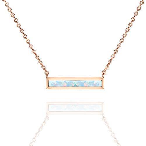 Opal Created Bar Necklace 18" - 18K Rose Gold Plated | Silver Milo