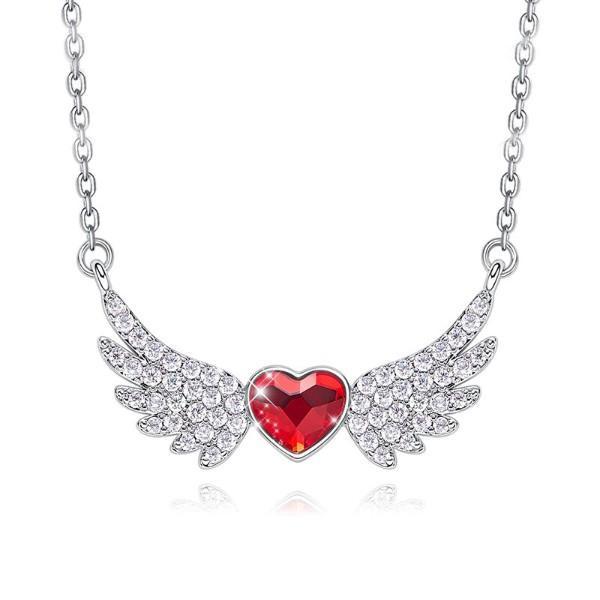 Heart Shaped Angel Wings  Elements Pav'e Necklace | Silver Milo