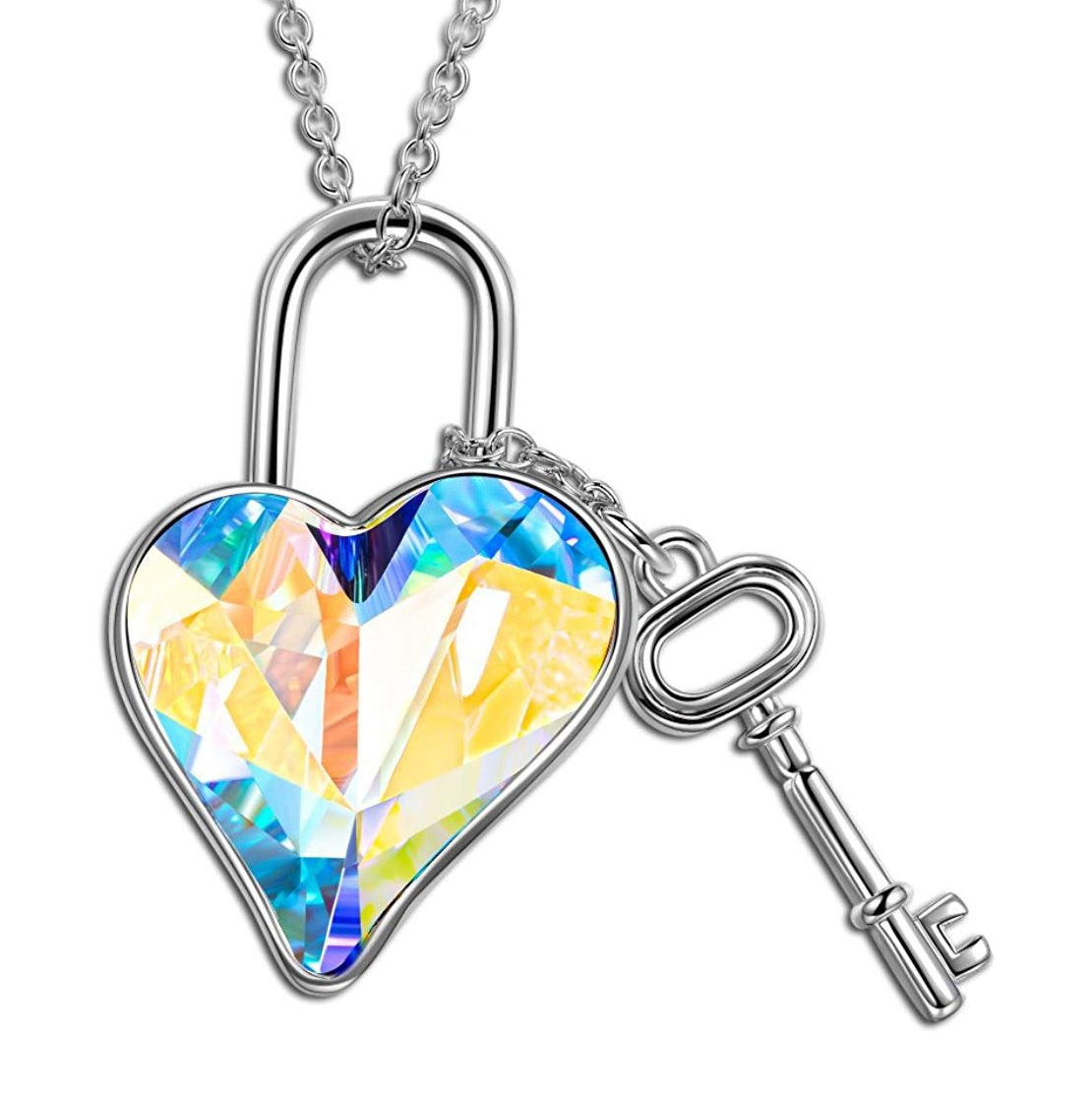 Aurora Borealis The Key To My Heart Pendant Necklace