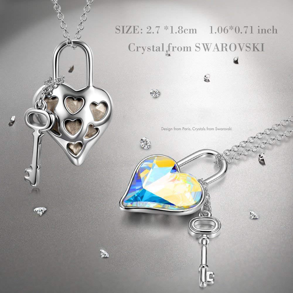 Aurora Borealis The Key To My Heart Pendant Necklace