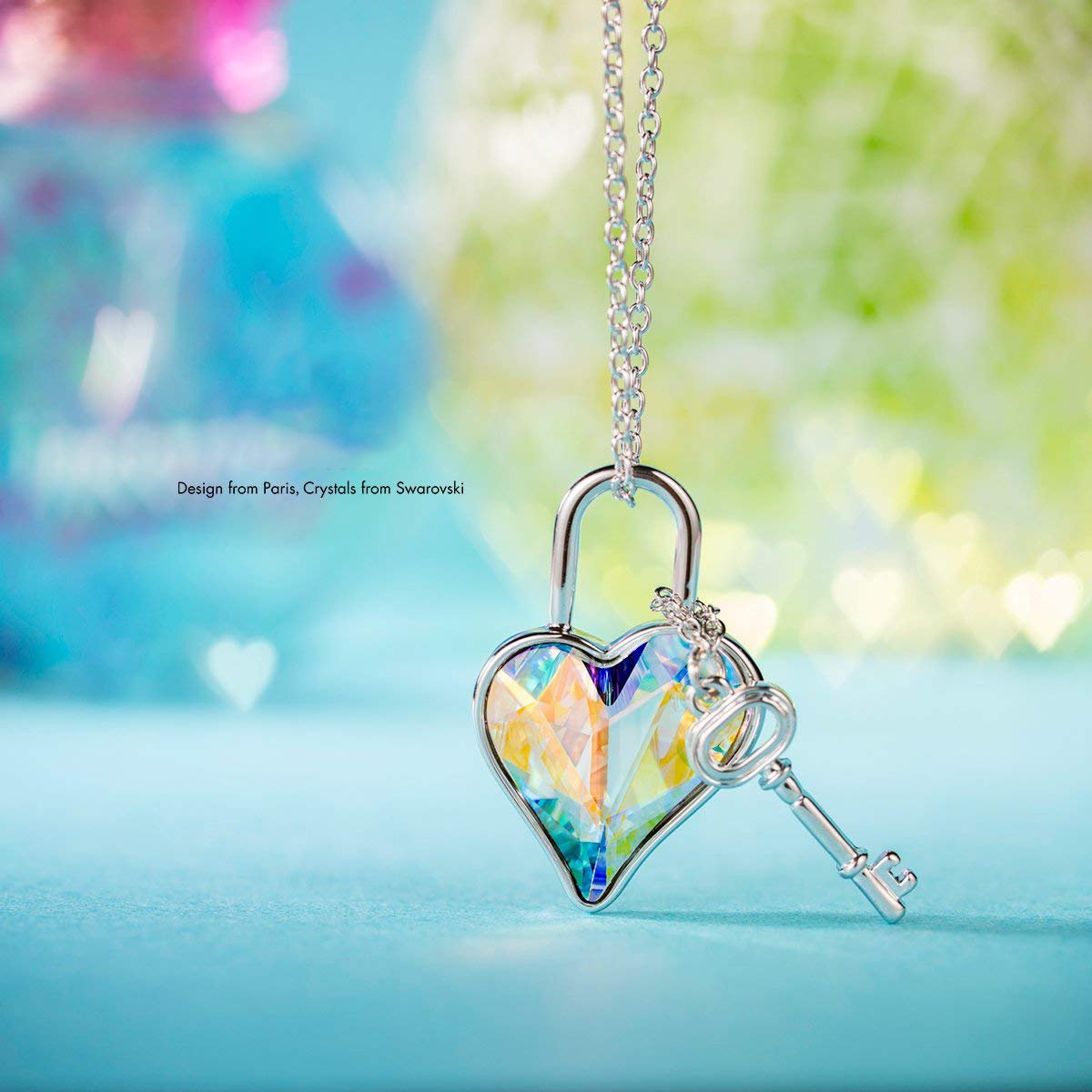 Aurora Borealis The Key To My Heart Pendant Necklace