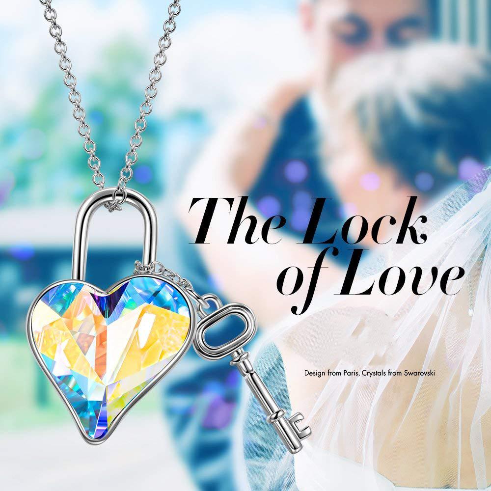 Aurora Borealis The Key To My Heart Pendant Necklace