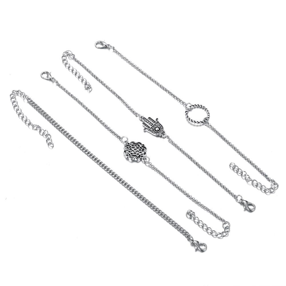 4 Piece Hamsa Set 18K White Gold Plated Bracelet in 18K White Gold