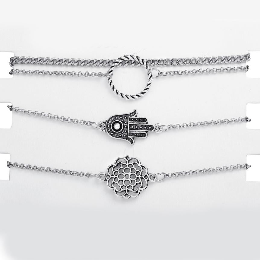 4 Piece Hamsa Set 18K White Gold Plated Bracelet in 18K White Gold | Silver Milo