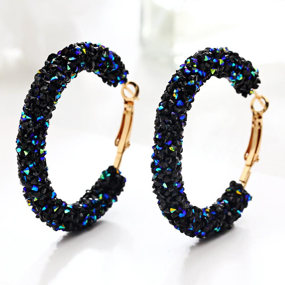 Crystaldust Hoop Earring With Austrian Crystals - Blue 18K Gold Plated | Silver Milo