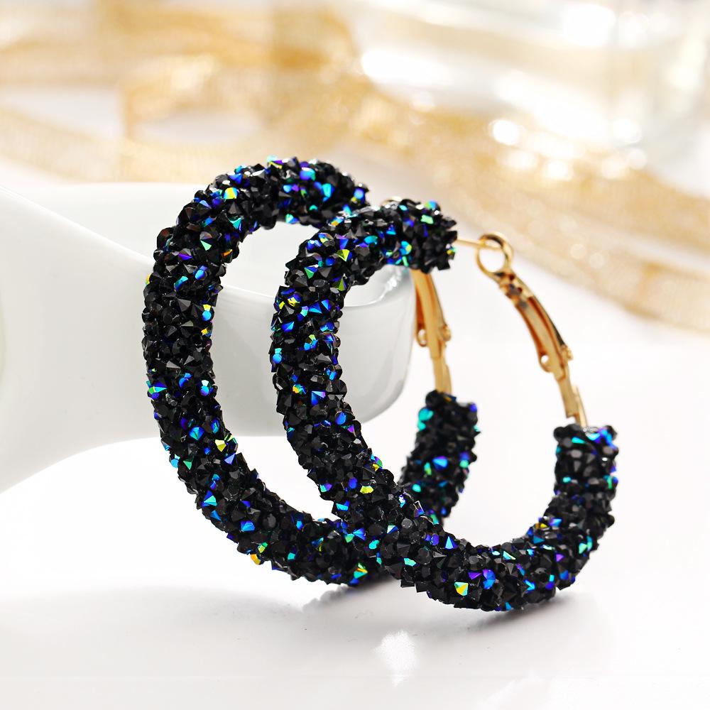 Crystaldust Hoop Earring With Austrian Crystals - Blue 18K Gold Plated