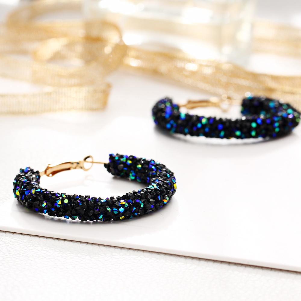 Crystaldust Hoop Earring With Austrian Crystals - Blue 18K Gold Plated