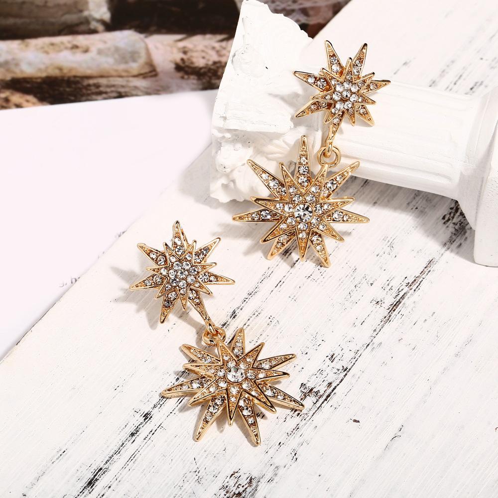 Celestial Star Drop Earring With Austrian Crystals 18K Gold Plated