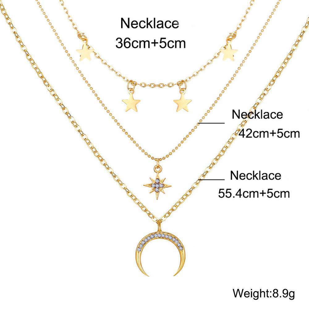 3 Piece Celestial Drop Necklace With Austrian Crystals 18K Gold Plated