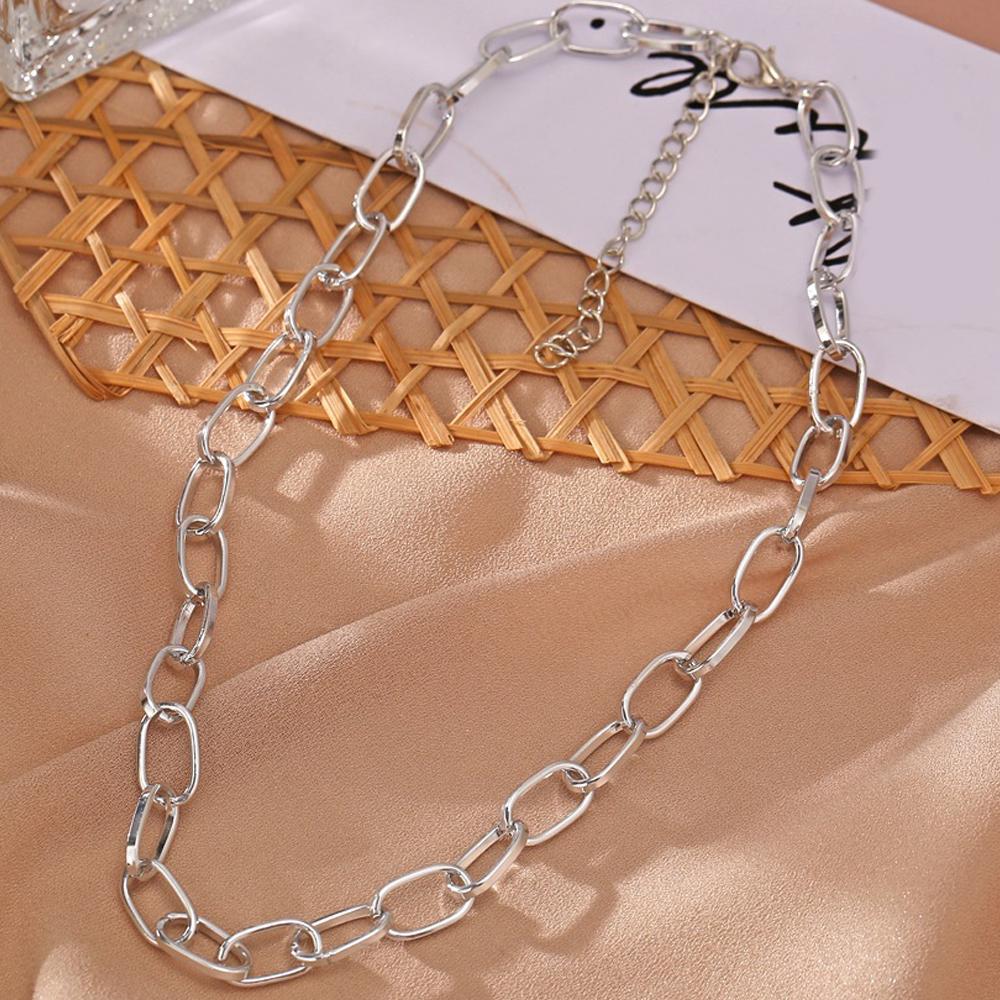 Link Chain Necklace 18K White Gold Plated Necklace in 18K White Gold