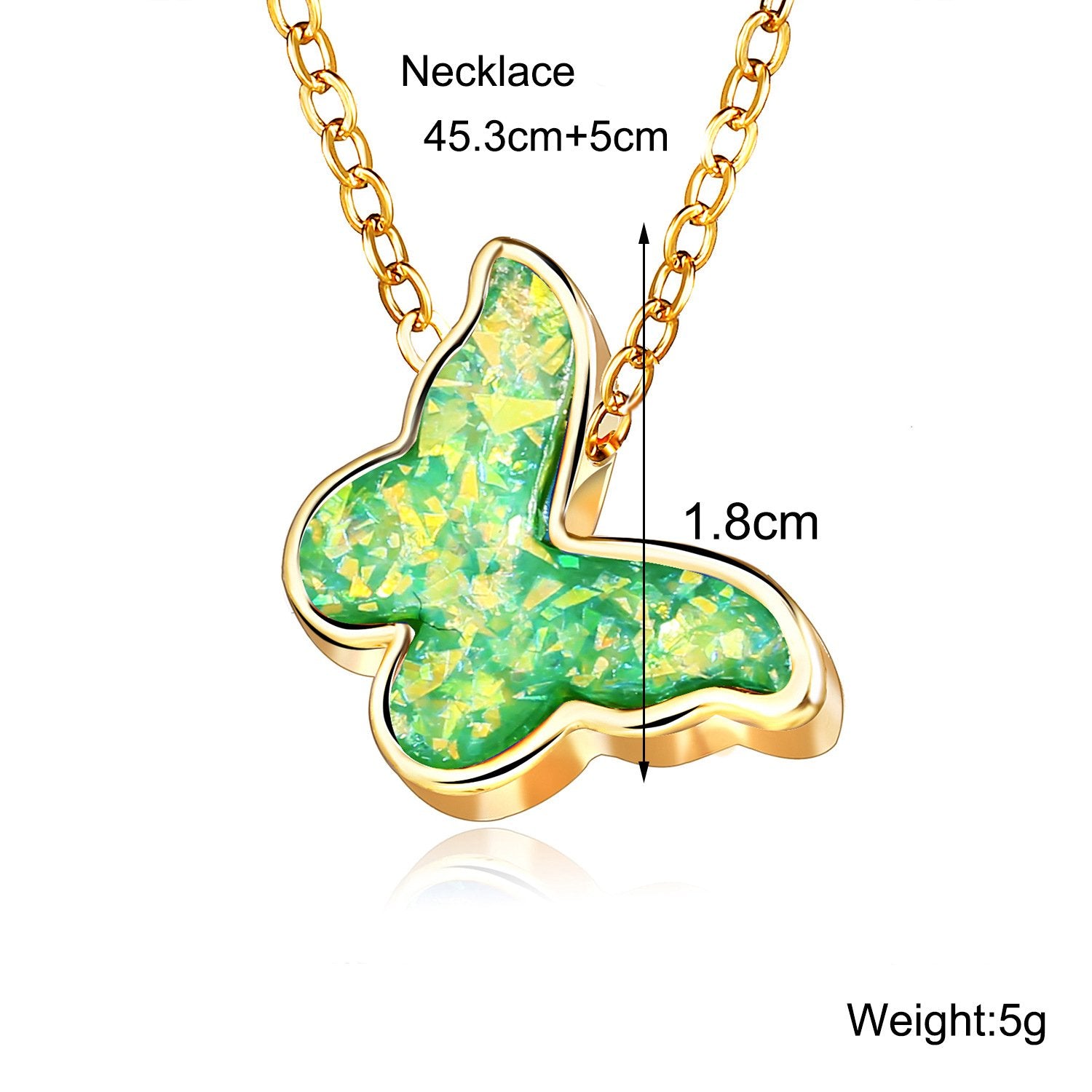 Opal Created Butterfly-Green 18K Gold Plated Necklace in 18K Gold