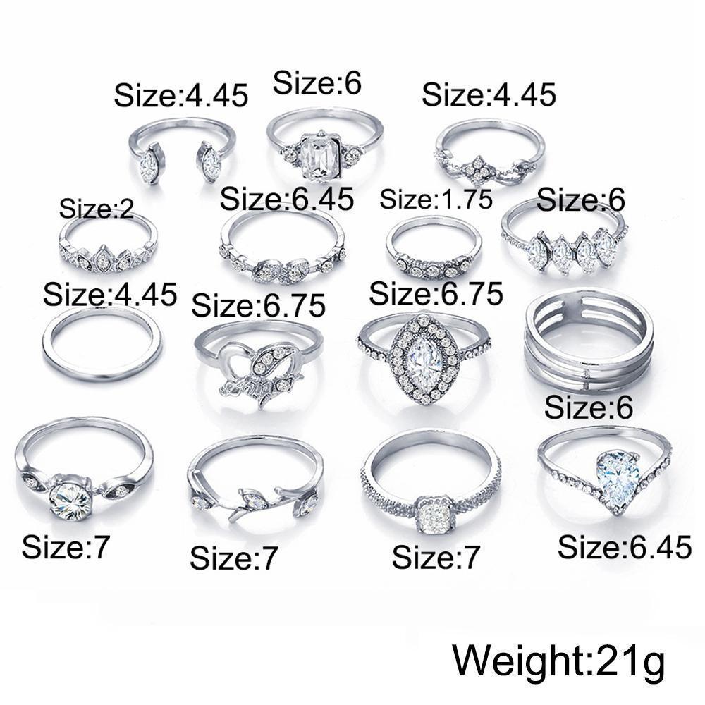 15 Piece Halo Pave Ring Set With Austrian Crystals 18K White Gold