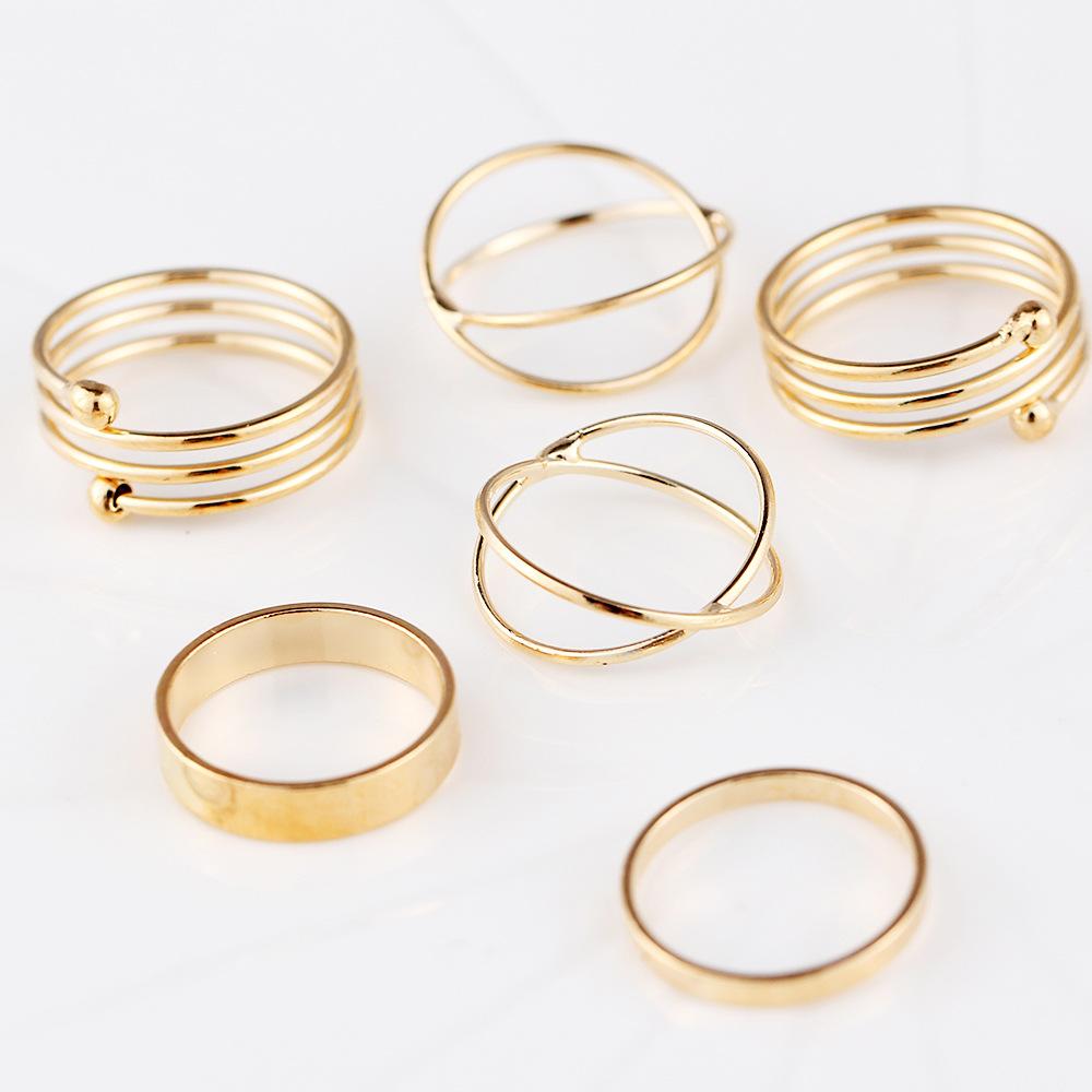 6 Piece Geometric Ring Set 18K Gold Plated Ring in 18K Gold Plated