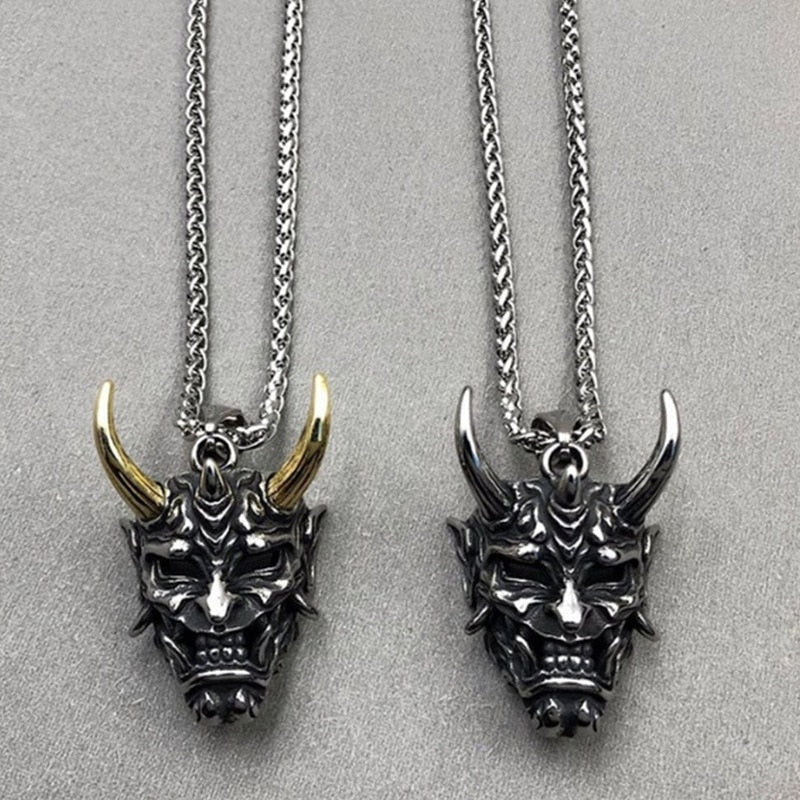 Japanese Ghost Skull Mask Necklace