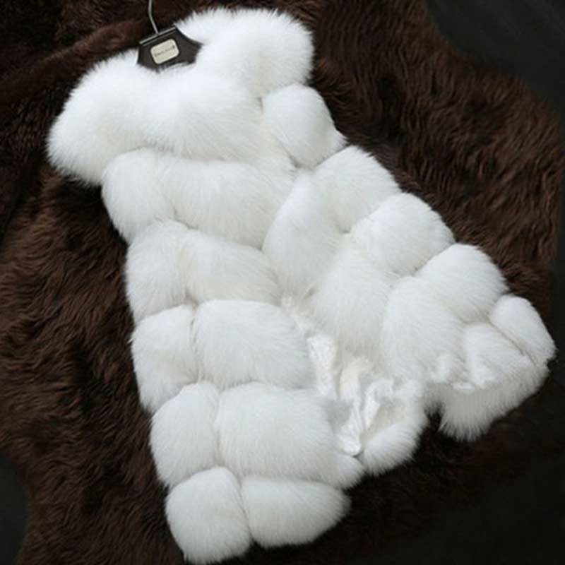 High quality Fur Vest coat Luxury Faux Fox Warm Women Coat Vests