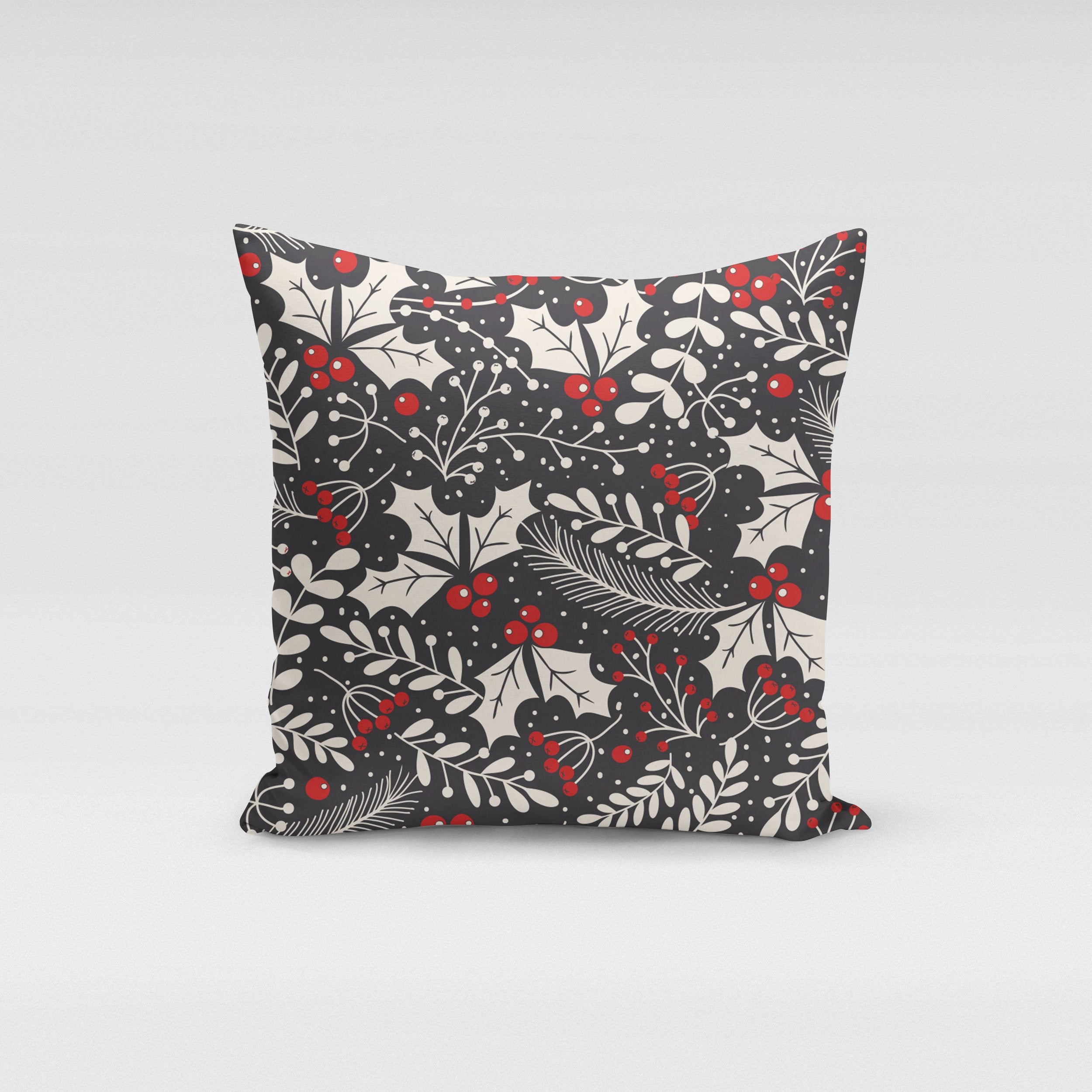 Holly Leaves Pillow Cover