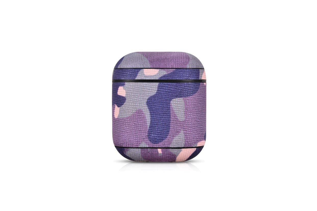 Camo Purple Premium Leather AirPods 1 & 2 Case