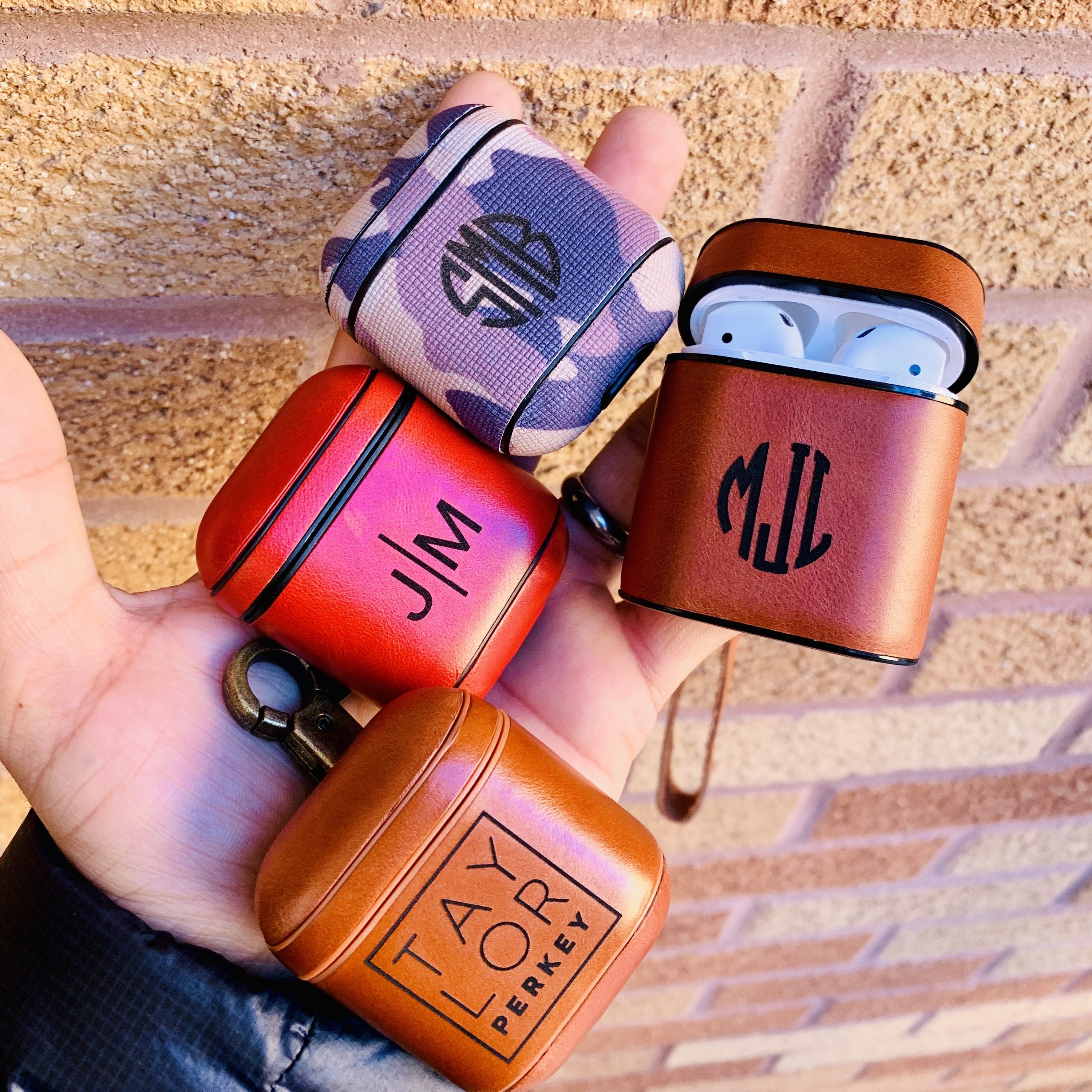 AirPods 1 & 2 Case Personalized Custom Leather Lavish Color