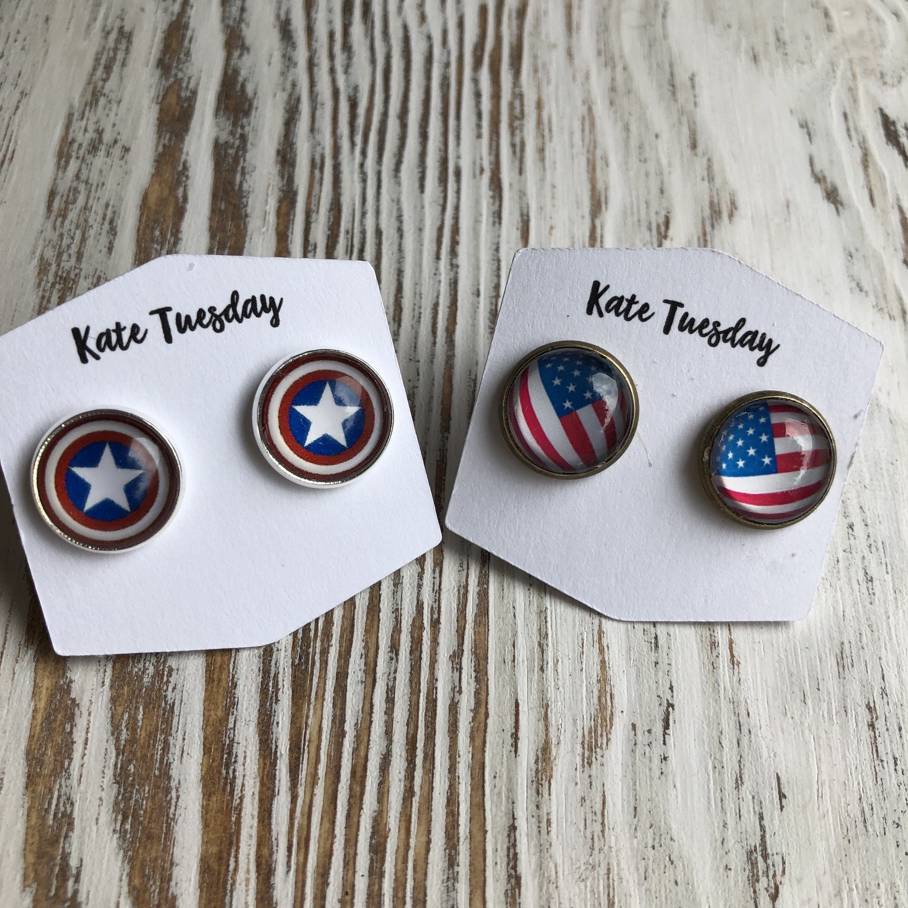 American Patriotic 12mm Stud Earrings 4th of July | Olive Felix