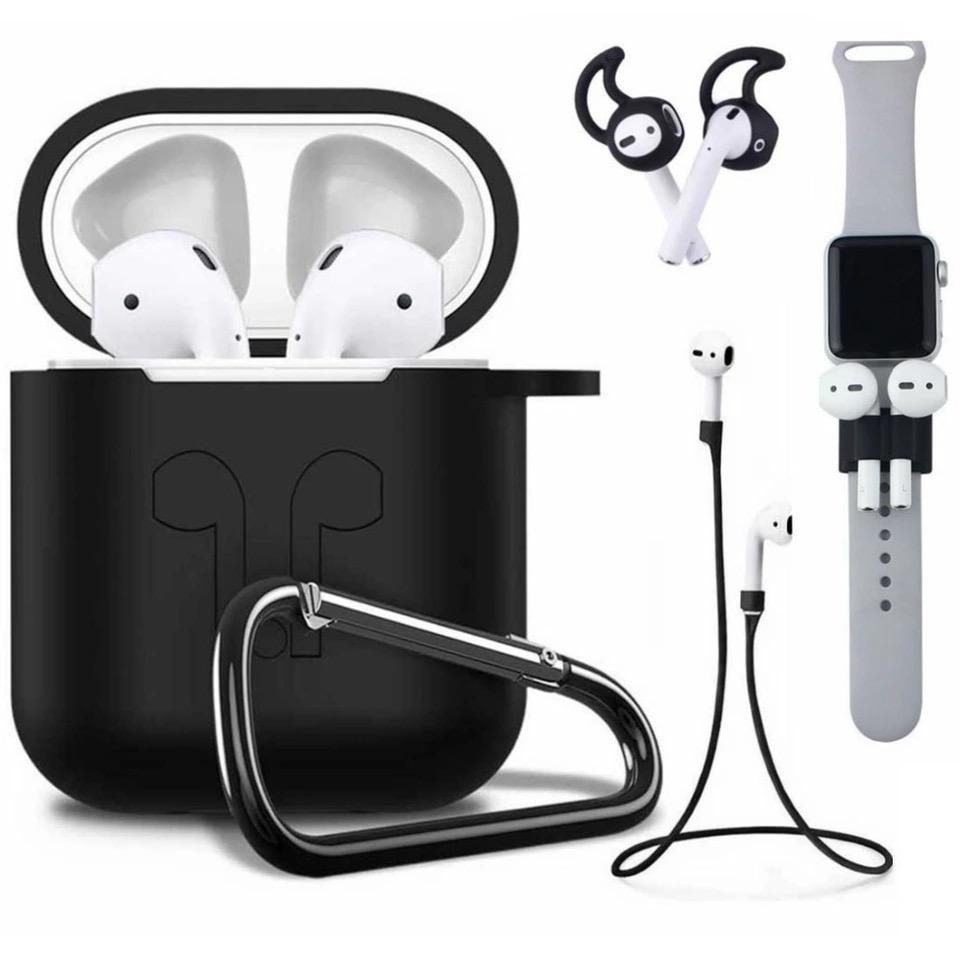 Apple AirPods 1 & 2 Strong Case Gear Bundle 5 in 1 Combo Accessories