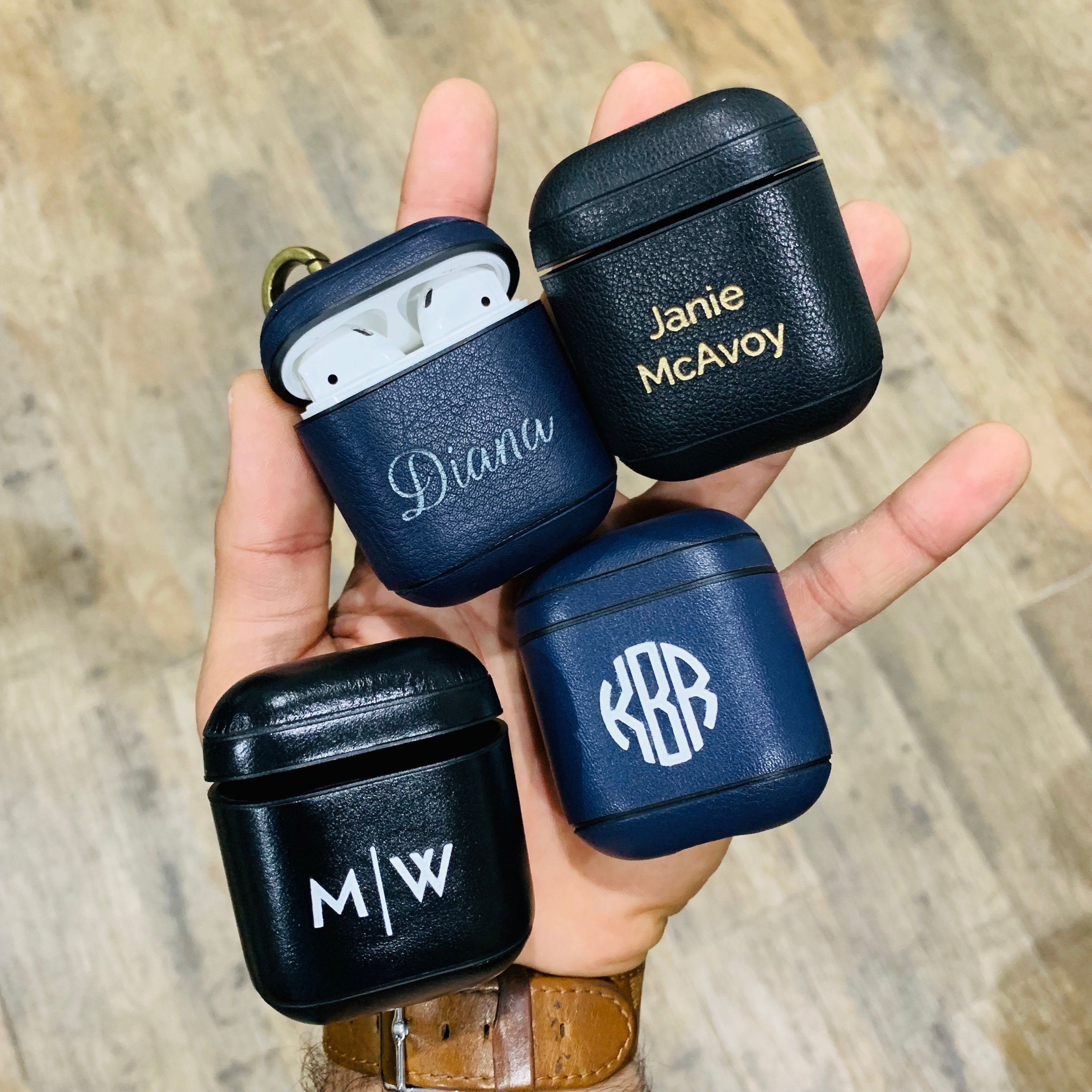 Custom Apple AirPods 2 Case (LED Visible) Personalized Napa Leather