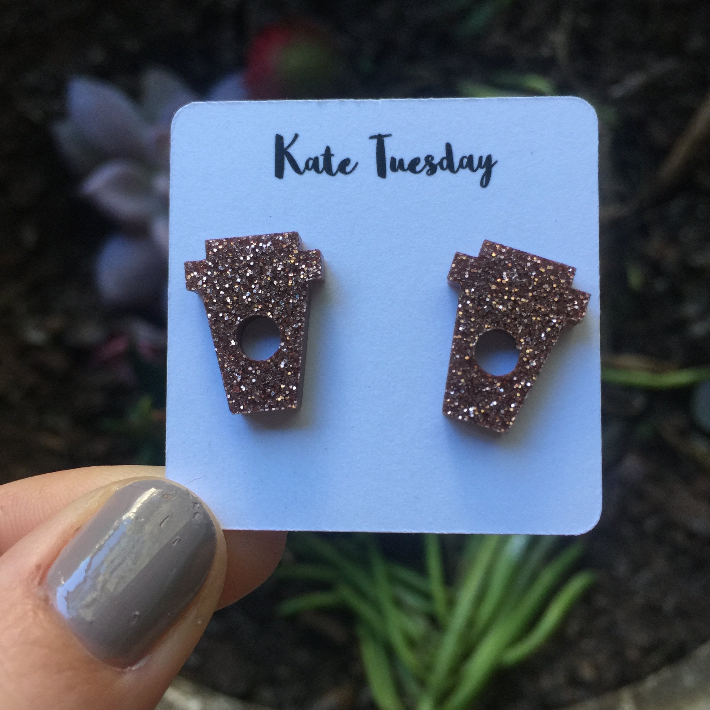 Rose Gold Coffee Cup Stud Acrylic Earrings | Olive Felix