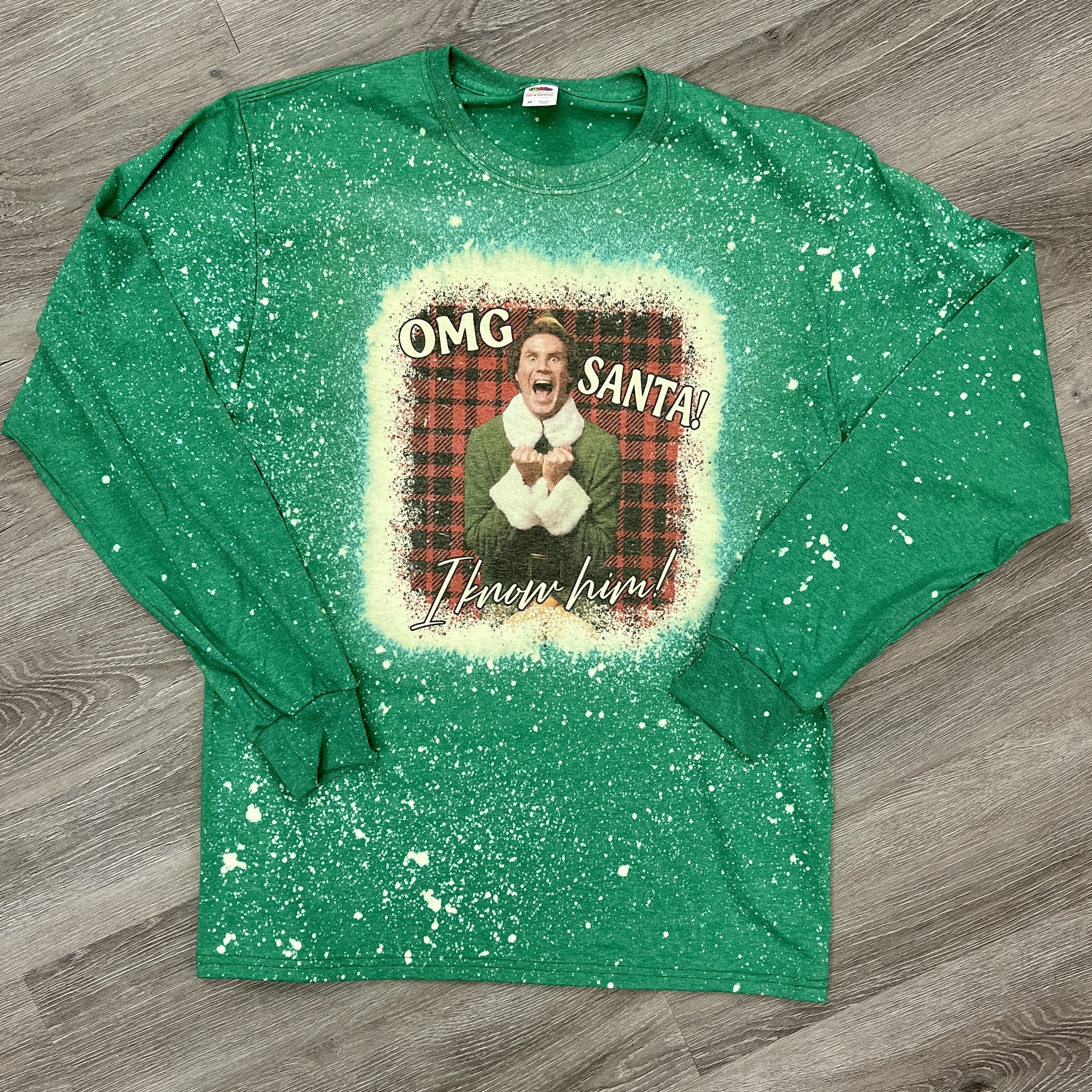 OMG Santa, I Know Him (Bleached) Long Sleeve