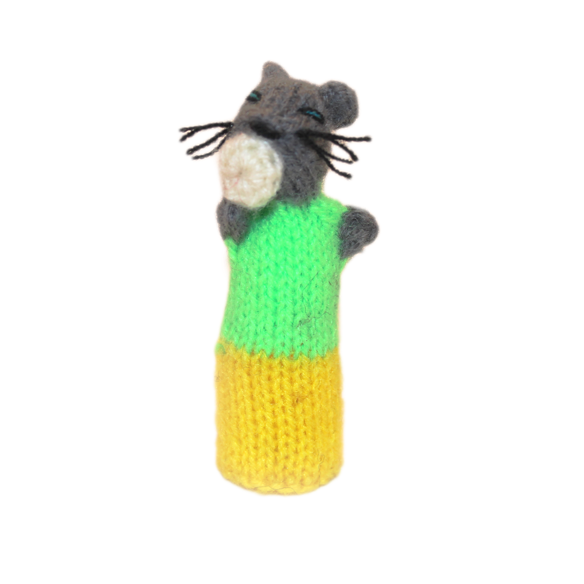 Cute Little Mouse Finger Puppet (green & yellow)