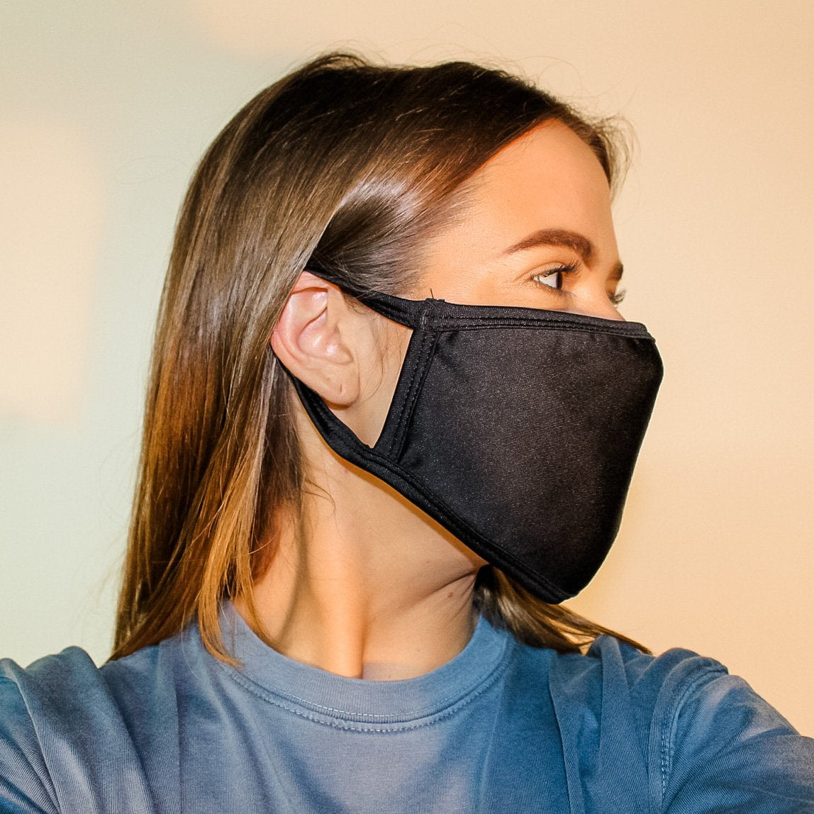 Flat Ear Loop Face Mask MADE IN USA (Black)