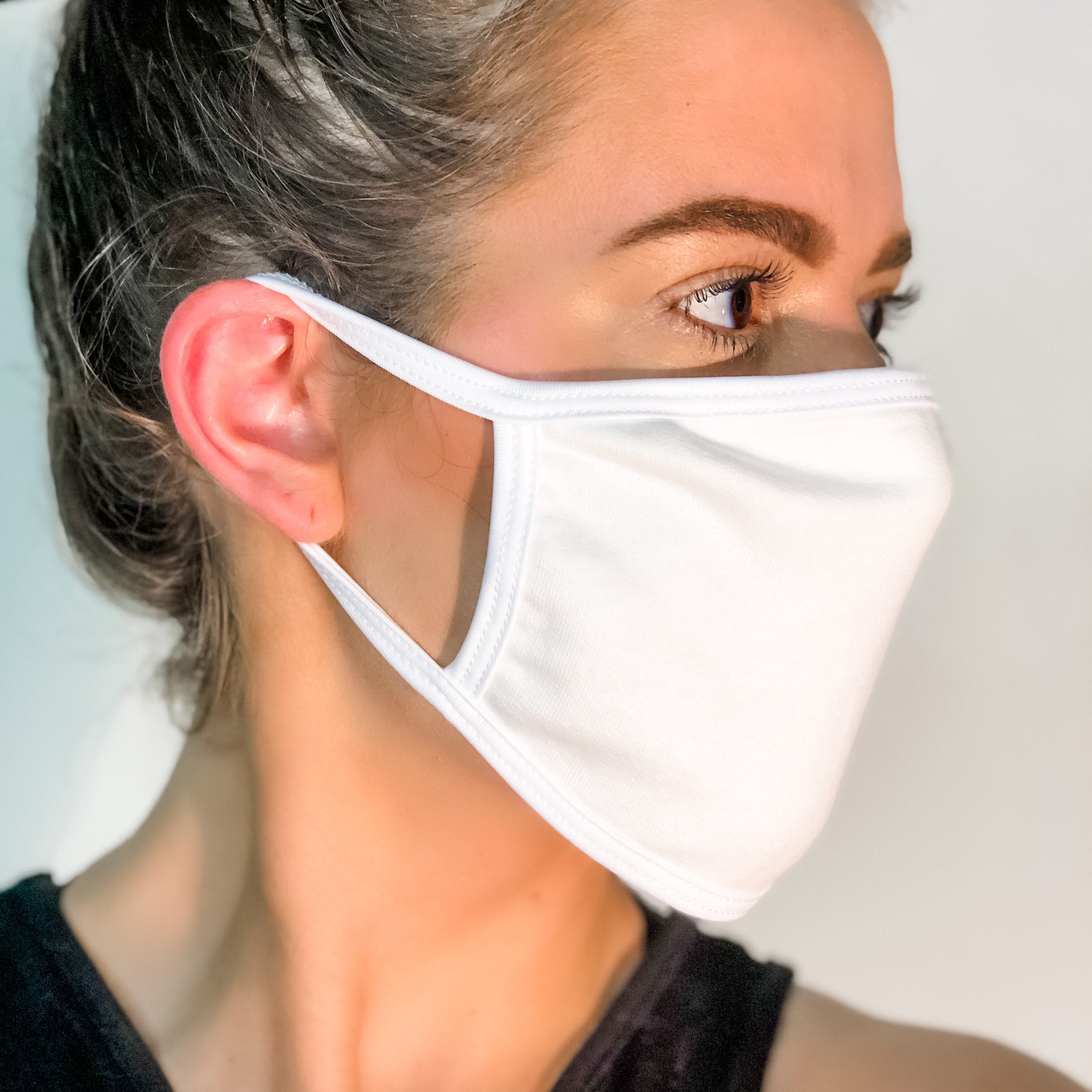 Flat Ear Loop Face Mask MADE IN USA (White)