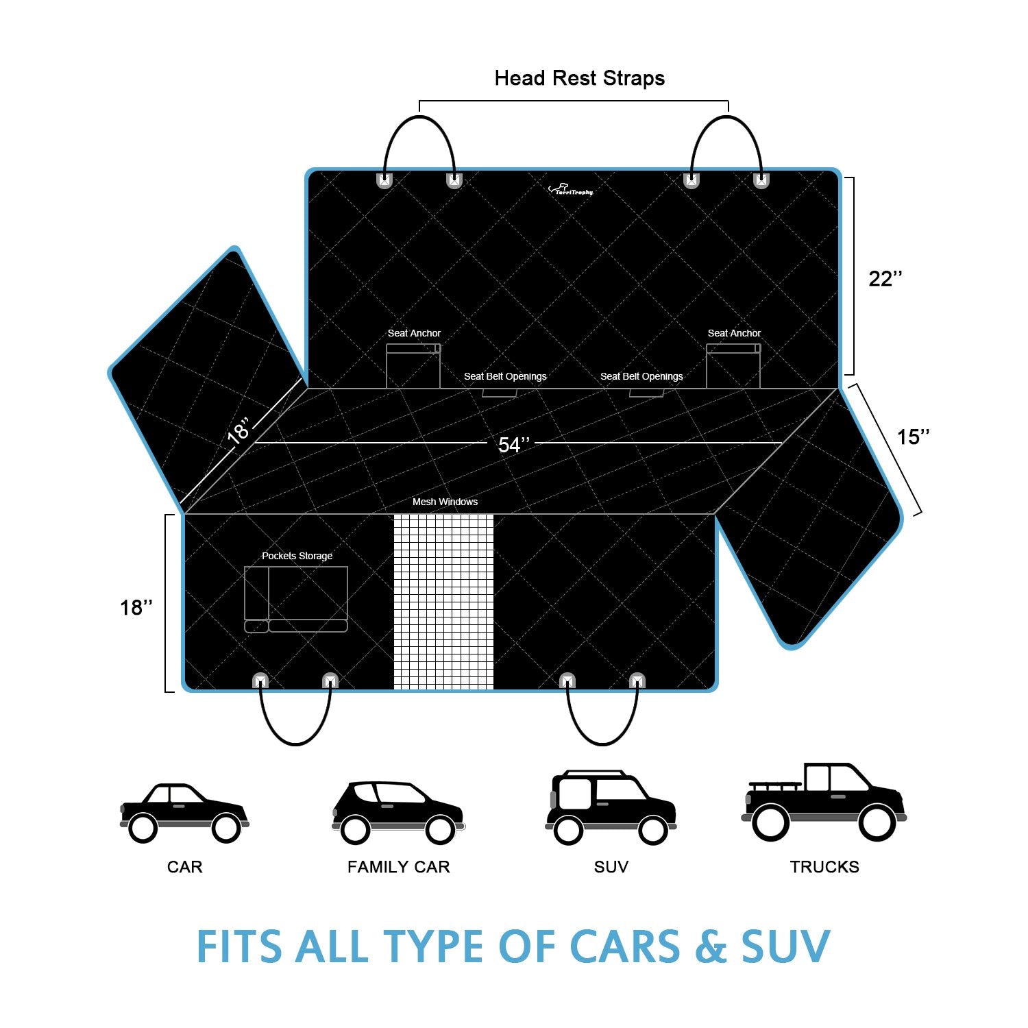 Pet Seat Cover for Cars, Trucks and SUVs | Tan Cress