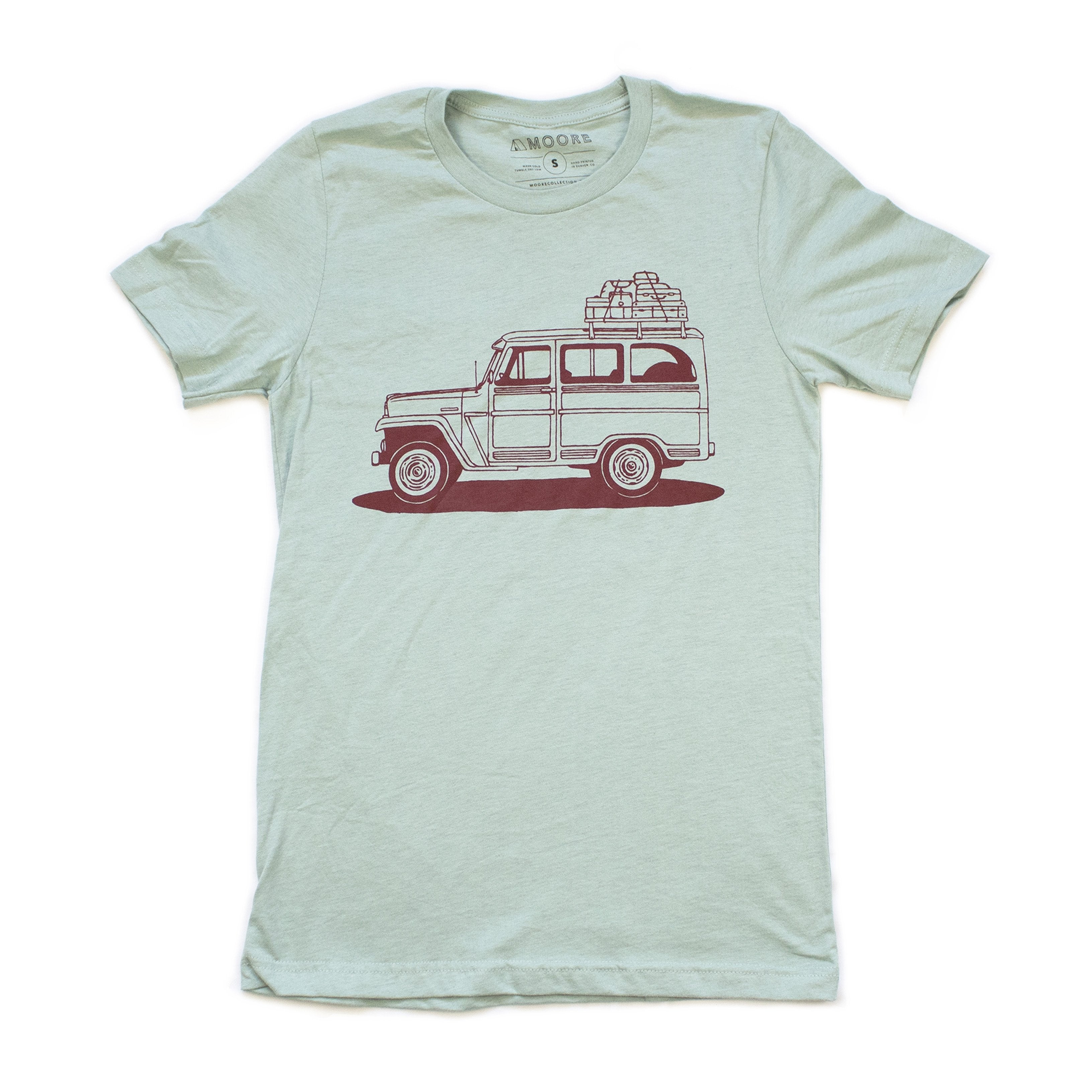 Willy Wagon Tee-Dusty Blue | Maroon Chaos