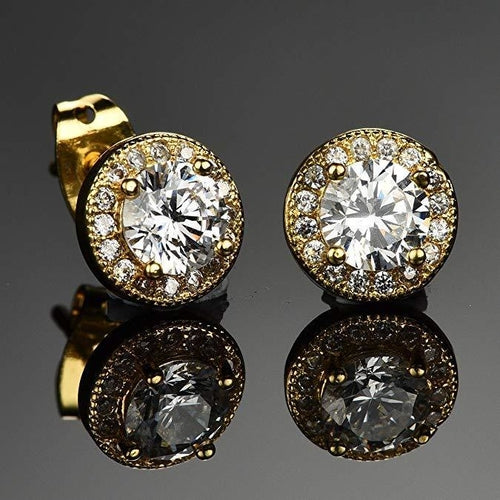 Halo Stud Earrings with Crystals with Gift Box