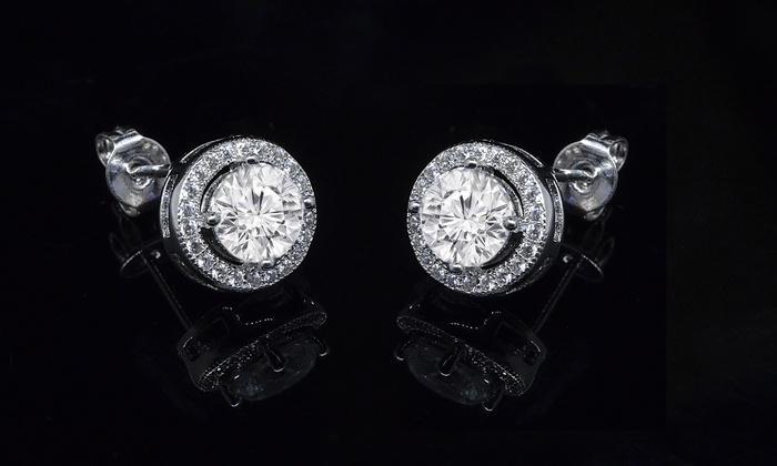 3.44 CTTW Halo Stud Earrings with  Elements