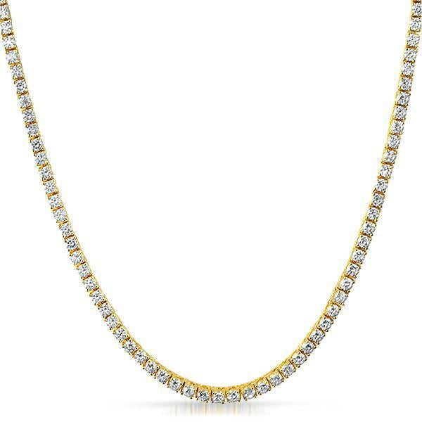 3mm Tennis Necklace with  Crystals in 18K Gold Plated | Silver Milo