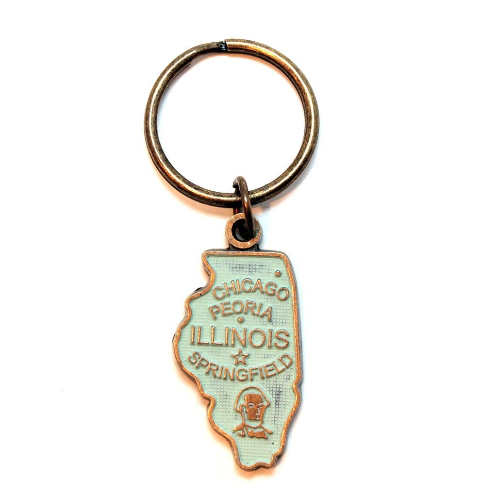 Illinois Key Chain - High Quality Thick Metal State Key Ring