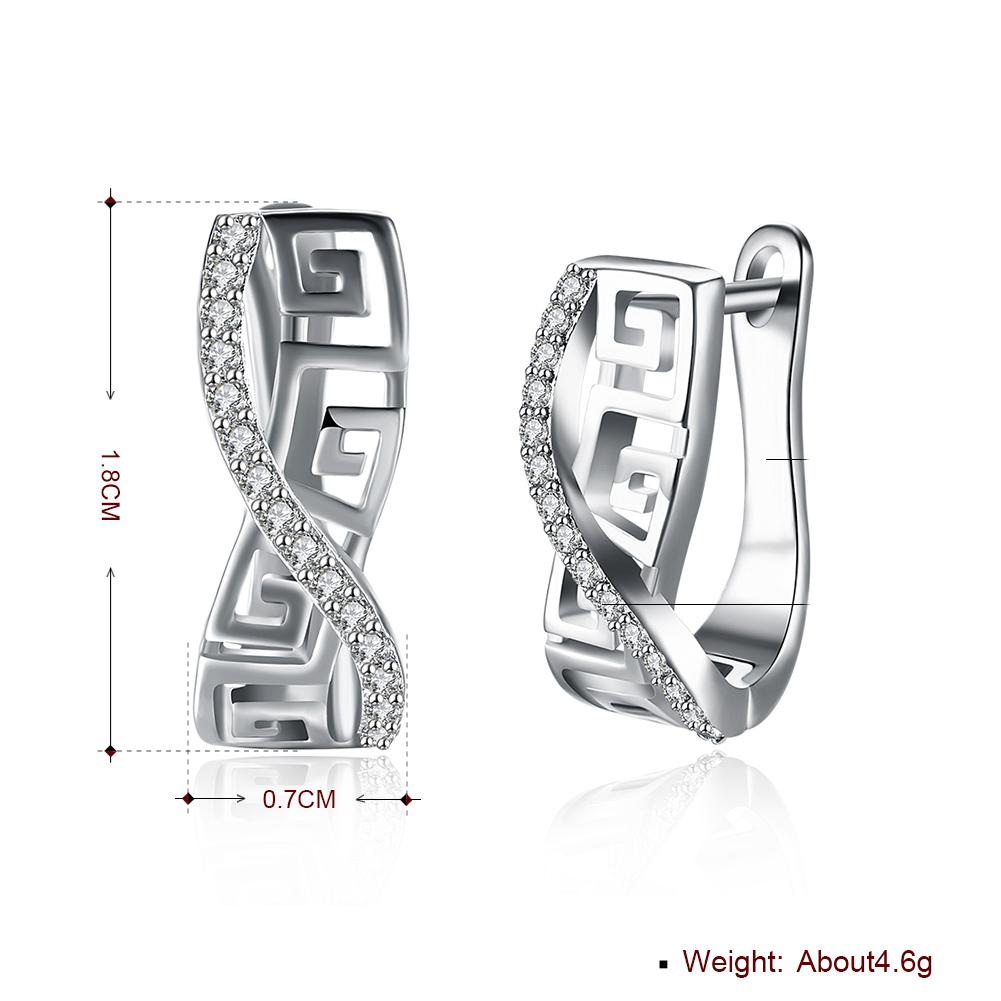 Italian Twist Roman Design Leverback Earring in 18K White Gold Plated