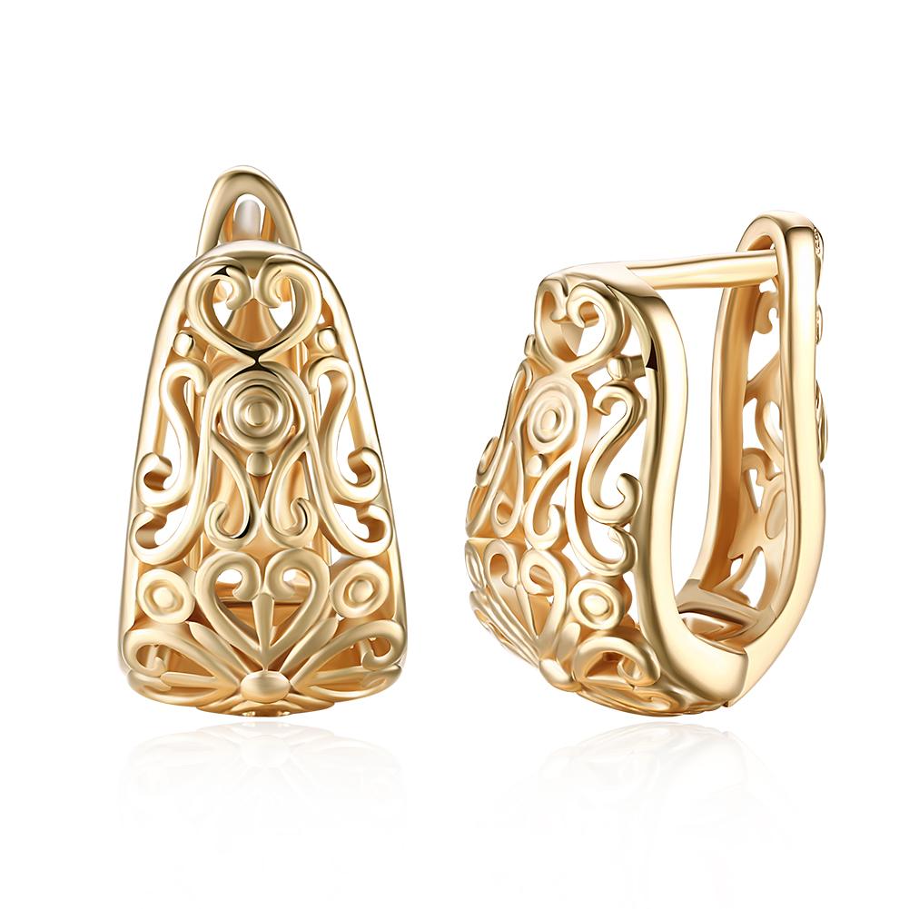 Bohemian Style Filigree Laser Cut Huggie Earring in 18K Gold Plated