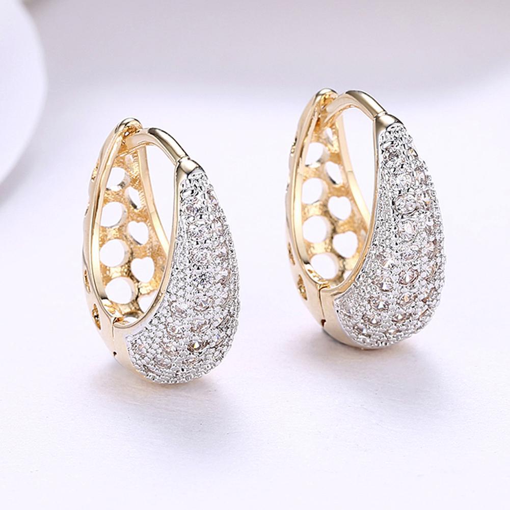 Crystals 18mm Pave Heart Filigree Teardrop Huggie  Earring