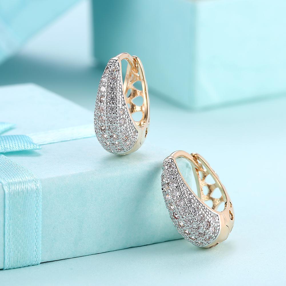 Crystals 18mm Pave Heart Filigree Teardrop Huggie  Earring