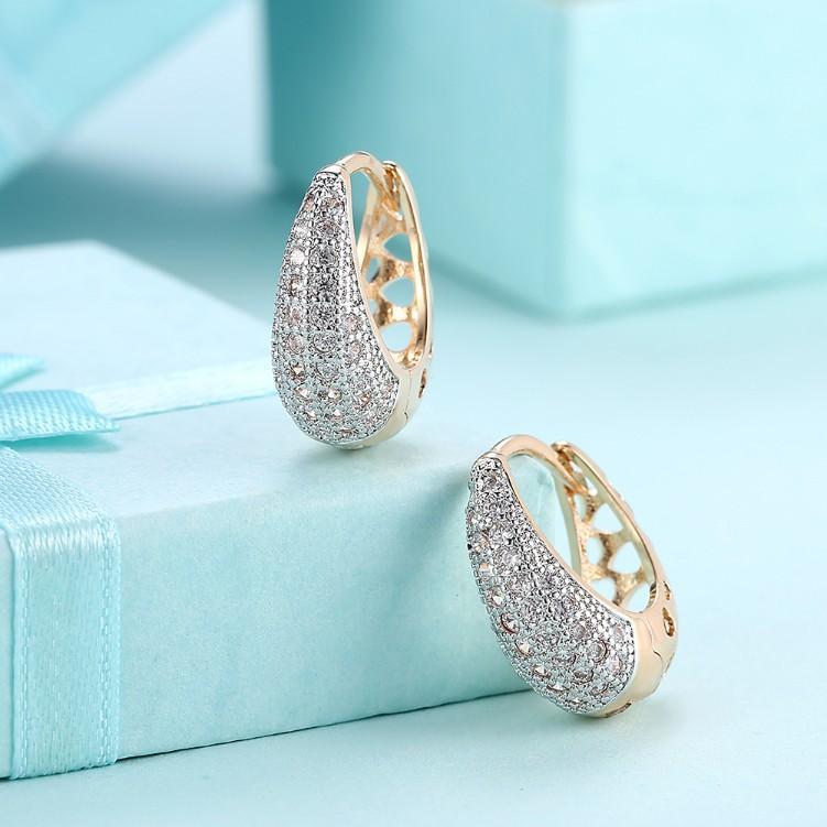 Crystal Micro-Pav'e Pear Shaped Teardrop Huggies Set in 18K Gold | Silver Milo