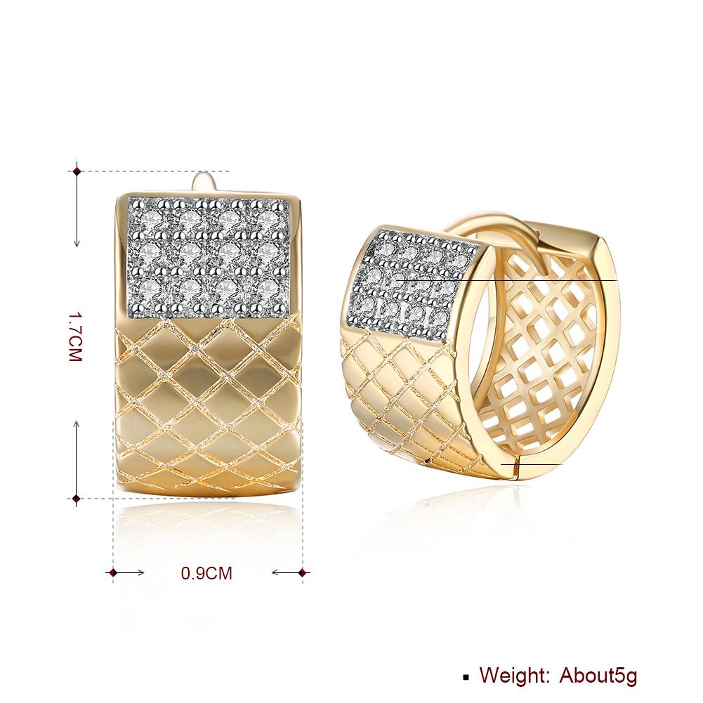 Diamond X Cut Half Huggie Earring in 18K Gold Plated