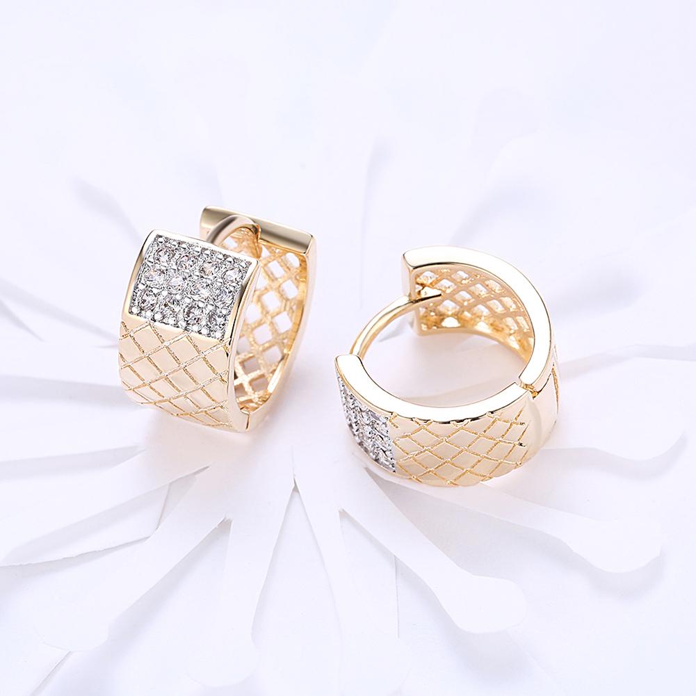 Diamond X Cut Half Huggie Earring in 18K Gold Plated