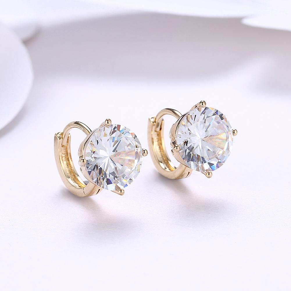 4 Prong Stone Huggie Earring in 18K Gold Plated