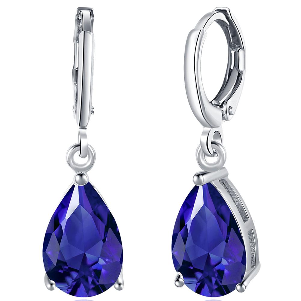 1.50 Ct Sapphire Pear Cut Drop Earring in 18K White Gold Plated | Silver Milo