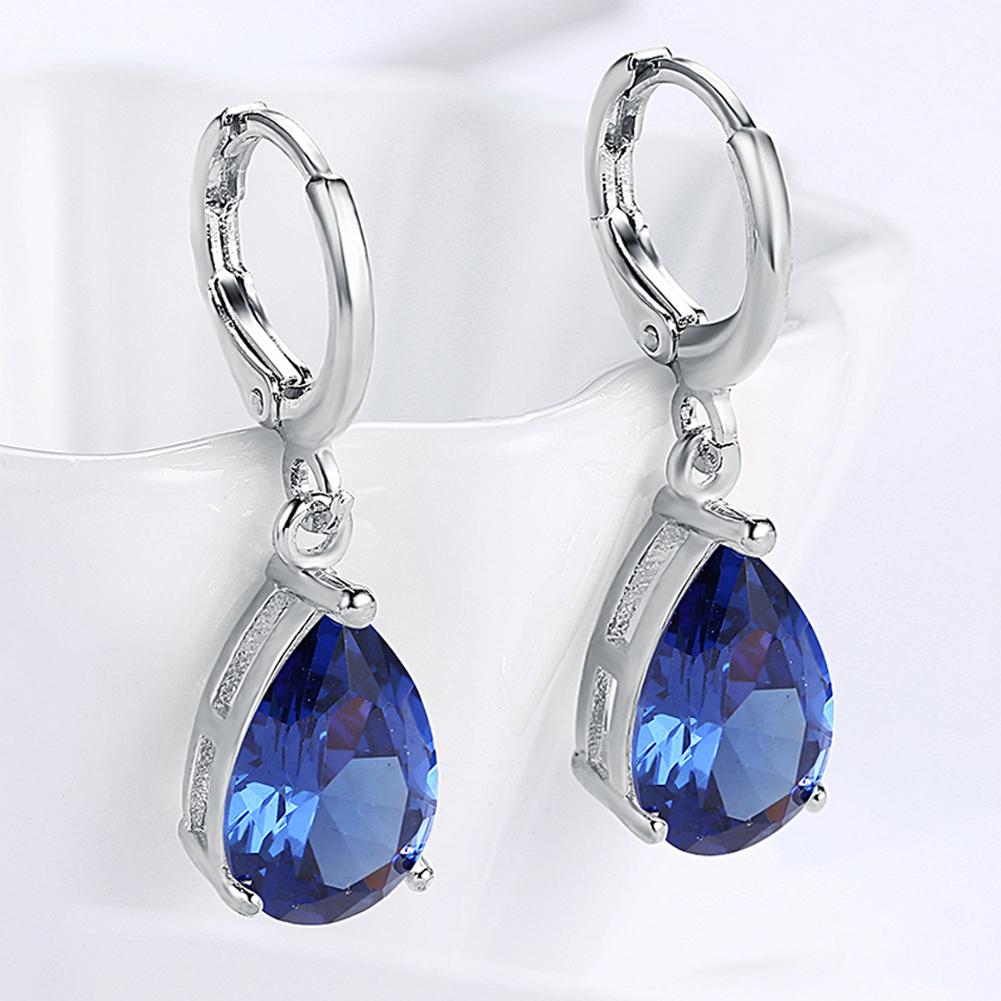 1.50 Ct Sapphire Pear Cut Drop Earring in 18K White Gold Plated