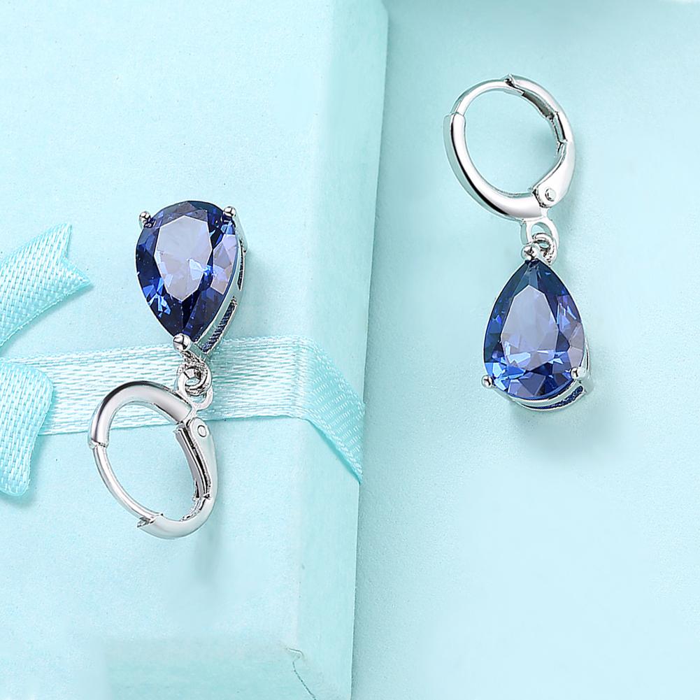 1.50 Ct Sapphire Pear Cut Drop Earring in 18K White Gold Plated