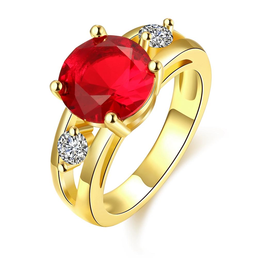 18K Gold Plated Renée Ruby Red Ring made with  Crystals | Silver Milo